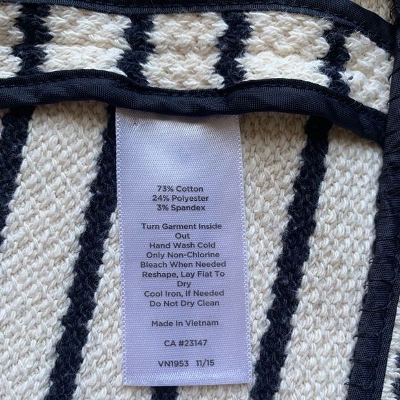 Talbots Knit Jacket Navy Ivory Stripe Size Medium - Picture 7 of 8